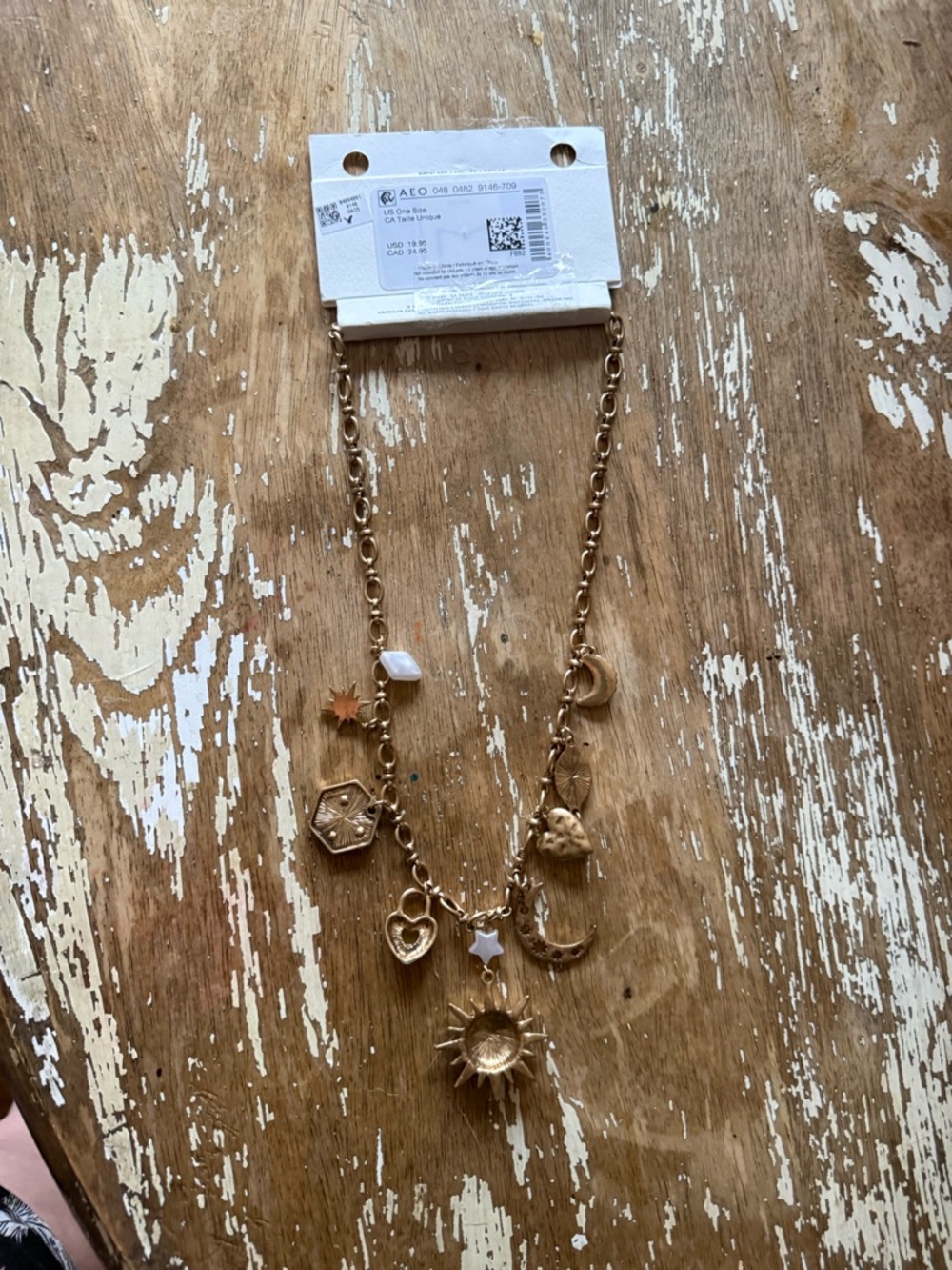 American Eagle Outfitters Gold Celestial Charm Necklace with Accents - Picture 3 of 4